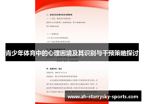 青少年体育中的心理困境及其识别与干预策略探讨